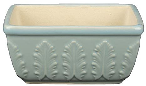 Himmelblau glasierter Steinzeug rechteckige Bonsaischale 12,5x8x6 cm - A26