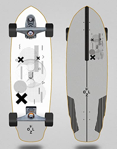 Holz Surfskate mit T12 Surf Skate Trucks, Weiß 32