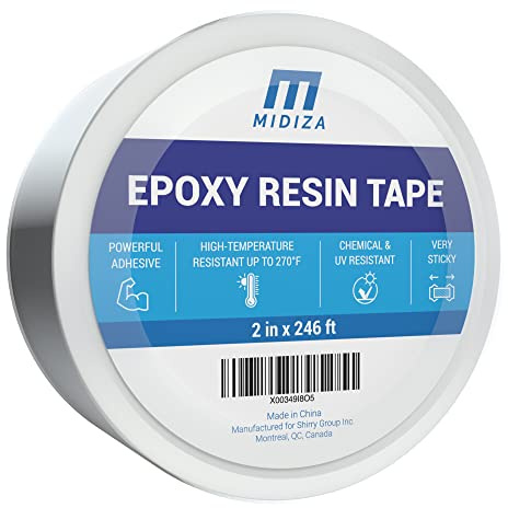 Midiza Resin Tape for Epoxy Resin Molding - High Temperature Resistant Thermal Silicone Adhesive Tape - Easy Peel Epoxy Release Tape for River Tables & Crafts - 2 in Wide 246 ft Long Epoxy Resin Tape