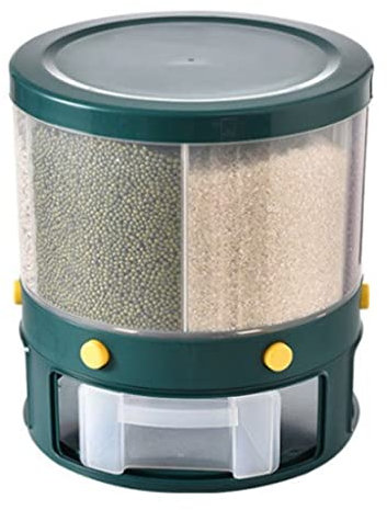 ZQDMYT Container Home Cereal Dispenser, Rotatable Dry Food Dispenser Dried Fruits Snacks Cereals Multi-purpose Oatmeal Machine Countertop (Color : Green)