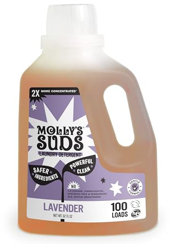 Molly's Suds Liquid Laundry Detergent | Clean Laundry Detergent Soap for Sensitive Skin | 2x Concentrated, High Efficiency (HE) | Lavender - 100 Loads
