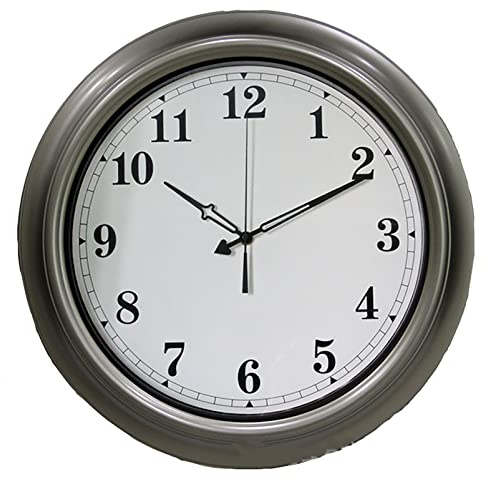 JATIBOSH Moisture Proof Easy to Read Wall Clock Battery Operated Hunging Clock 18 Inch Round Creative Outdoor Clock Mute Quartz Clock Plastic Garde Clock Iron Gray (Battery Not Included)