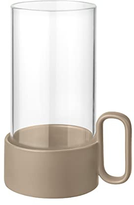 blomus Windlicht -YURAGI- | Farbe Nomad | Aus Steingut und Glas; Für stimmungsvolles Kerzenlicht; Maße 15 x 11,1 x 21 cm