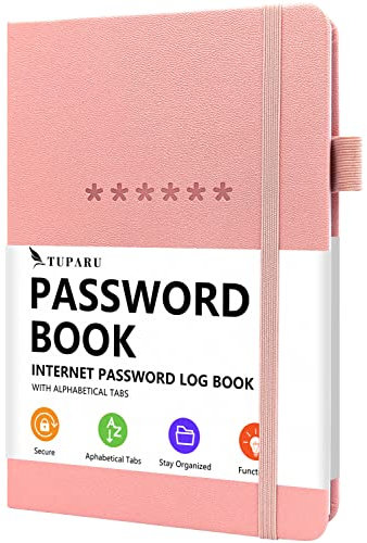 Passwortbuch mit alphabetischen Registerkarten – Hardcover-Internetadresse & Passwort-Organizer – Passwort-Keeper-Notizbuch für Computer & Website – 13,2 x 19,3 cm Log-in Passwort-Tagebuch mit dickem