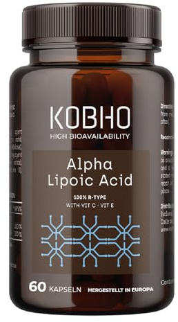 Ácido Alfa-Lipoico 100% Tipo R-ALA con Vitaminas C y E, 60 Cápsulas | Antioxidante, Energía y Vitalidad, Control de Colesterol y Azúcar, Sistema Nervioso, Vegano, Fabricado en España