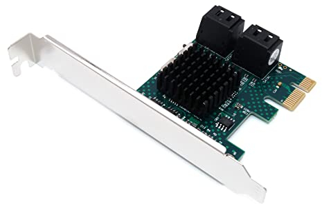 Computer District - Tarjeta controladora de 4 puertos SATA 3 (Sata III) - PCI Express X1 (PCIe PCI-E) - Chipset ASM1061 - No Raid - Escuadra baja y alta perfil - 2 cables SATA