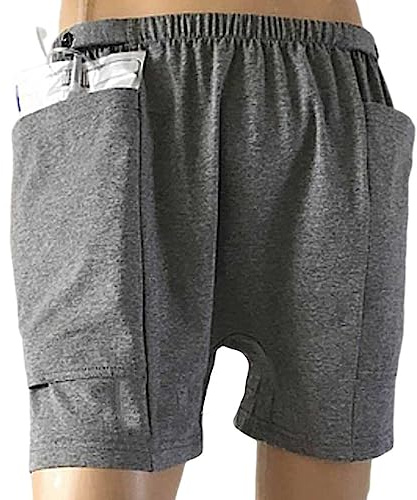 BLUEZY Inkontinenzpflege Hosen Katheter Unterwäsche für ältere Menschen, Urin Drainage Bag Hosen Doppeltaschen-Design, Stoma Drainage Bag Pflege Kleidung