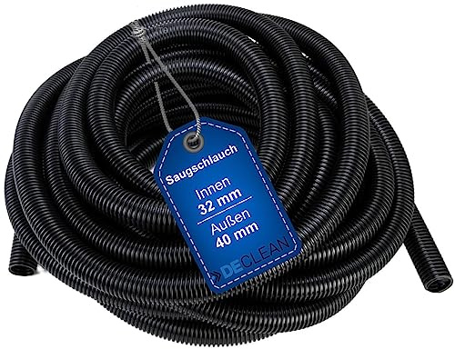 DeClean 20 Meter Staubsaugerschlauch Meterware 32mm Ø Innen, Saugschlauch, Reparaturschlauch, Schlauch für Staubsauger in hochwertige Industriequalität