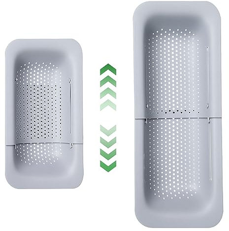 Siebkorb zum Waschen von Gemüse und Obst, zum Abtropfen von gekochten Nudeln und trockenen Gerichten – ausziehbar – New Home Kitchen Essentials (7,9 B x 14,5–19,5 L x 2,75 H)