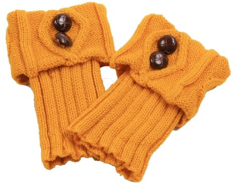 Yurosiay Kurz Beinwärmer Damen Gestrickte Beinstulpen Mit Knöpfen Winter Warme Stiefel Stulpen Stricken Häkelarbeit Legwarmer Mode Beinwärmer Stulpen für Frauen Mädchen Einheitsgröße Schwarz