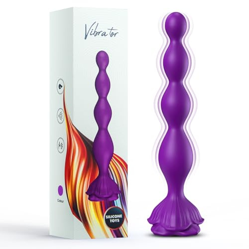 Rose Sex Toy Anal Beads,Vibrating Butt Plug with 9 Modes,Prostate Massager for Women & Men,Waterproof Silicone Rose Toy Sex Stimulator for Adult (Purple)