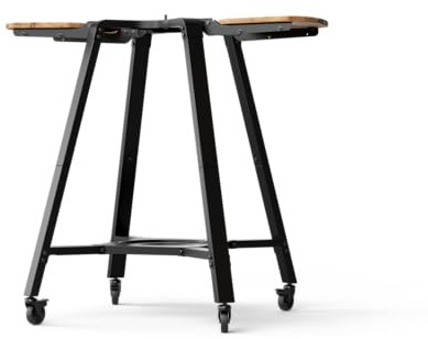 Gozney Arc & Arc XL Pizza Oven Stand, Outdoor Stand with Locking Wheels, Adjustable Wood Wings for Ingredients and Tools, Hanging Hooks for Cookware