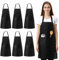 Vegena Delantal negro, 6 piezas delantal de cocina mujer hombre delantal de cocina delantal de barbacoa con 2 bolsillos para cocinar, cocina, jardinería, restaurante, cafetería, pintura, tareas