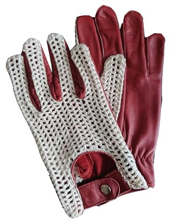 COLOURLINX Mens Leather Driving Gloves Adults Soft Real Genuine Classic English Unlined Cotton Crochet String Chauffeur Vintage Fashion Gloves (Cognac, M)