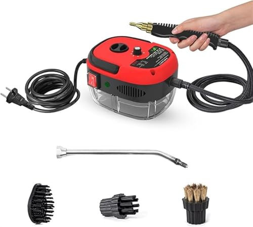 Limpiador a vapor de mano a alta temperatura y presurizado de 2500 W, limpiador a vapor for automóviles y muebles, aspiradora de mano inalámbrica for automóvil, succión fuerte con 1 boquilla y 3 cabez