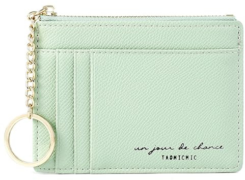 Cartera Pequeña Mujer con Cremallera, Tarjetero de Señoras en Piel Sintética Lisa y Suave, Verde