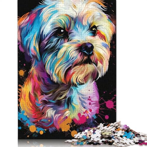 1000-teiliges Puzzle mit Malteser-Hund, Kunst-Puzzle für Erwachsene, Kartonpuzzle, Lernspiel für Erwachsene und Kinder, Größe: 38 x 26 cm