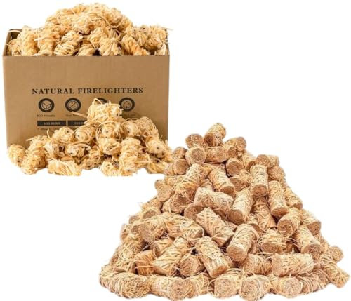 HomeVibe Natural Firelighters - 400 Pack | Eco-Friendly Wood & Wax Wool Fire Starters for Log Burners, BBQs, Pizza Ovens & Smokers - Quick, Safe, Clean Lighting
