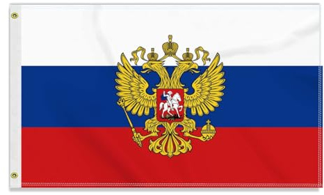 Große 90×150 CM Russisches Wappen Flagge,großes 150D Russisch Freundschafts banner, Deutschlandfahne Doube-Seitendruck Dekor Messingösen large Russia Coat