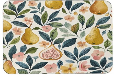 JKLQWH Bath Mat Rug Figs and Pears Printed Bath Mat Doormat Floor Mat Absorbent Quick Dry Non Slip Diatomaceous Mud Mats with Rubber Backing for Shower Tub Sink Laundry Kitchen Doorway