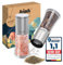 kjøk Premium Moulin à sel et à poivre acier inoxydable brossé, verre et sans BPA, mécanisme en céramique réglable - set de 2 moulins manuels pour épices sèches - sans contenu