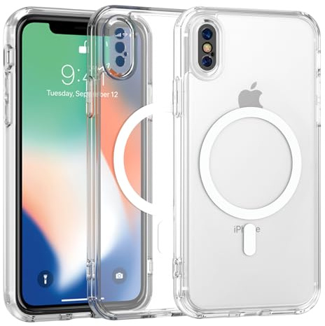 ZYIMOU für iPhone XS/iPhone X Hülle Kompatibel mit MagSafe, Transparent Handyhülle Magnetisch für iPhone XS/iPhone X kameraschutz Rückseite Dünn Stoßfest Schutzhülle (Crystal Clear)