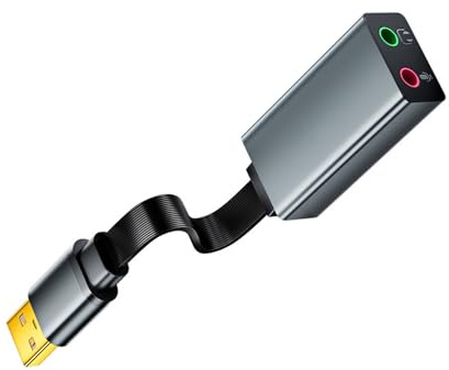 ohodhmnu USB Externe Soundkarte 7.1 Surround Auditory Adapter mit Soundsteuerung für PC Gaming Headsets Lang