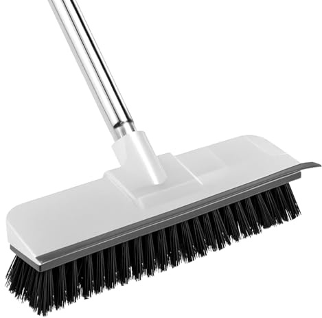 QWORK® 2-in-1 Bodenscheuerbürste, Schabbürste mit Steifem Nylon, ideal für die Bodenreinigung im Badezimmer und im Innenbereich,130cm