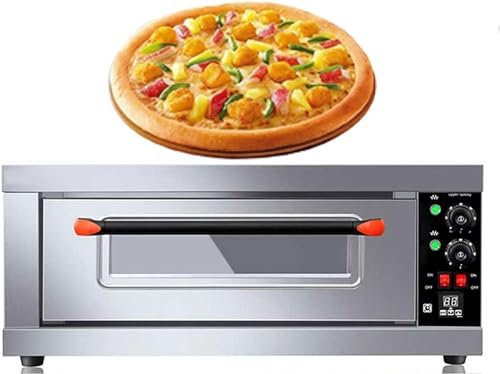XSDAJSD Four à Pizza électrique Professionnel, Four à Pizza électrique à Un étage, pour Cuisine, Cuisson Commerciale, Pierre à feu, avec minuterie, 3 200 W, Acier Inoxydable