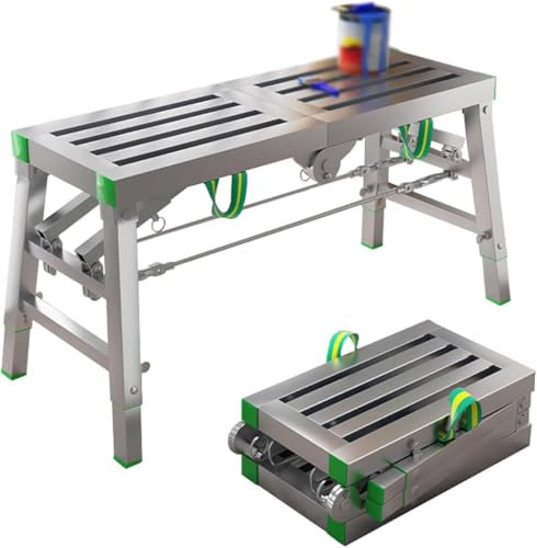 Plataforma de Trabajo de andamio Plegable con Capacidad de Carga de 880 LB, Torre de andamio de Altura Ajustable para Trabajos en el Techo, Escalera portátil, Taburete, Banco con
