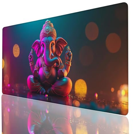 Tapis de Souris 1000x400x3mm, Grand Tapis Bureau Inde, Bords Cousus Antidérapant et Imperméable, Onirique Mouse Pad Compatible Clavier sans Fil et Souris sans Fil, Bureau Gaming Accessoire 1929-GYL