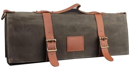 Portable Cooking Utensils Bag Water Resistant Waxed Canvas Kitchen Tool Roll Pouches Holder for Chefs and Home Cooks