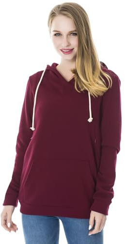Smallshow sjuksköterska hoodies fleece graviditet sweatshirt för amning Wine M