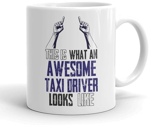 VIROSA Funny Taxi Driver Mug – “This is What an Awesome Taxi Driver Looks Like” – Gift for Uber or Cab Drivers – 11oz Cup