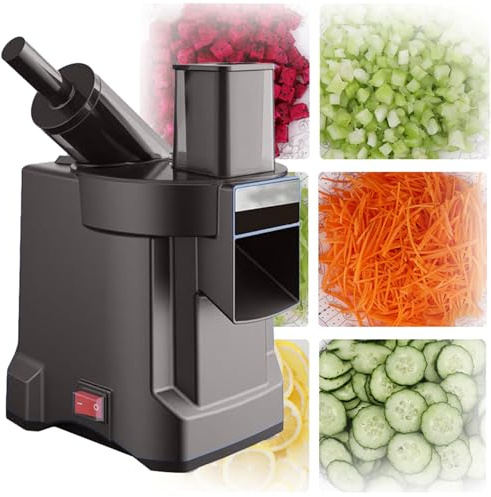 LjyAeono Cortador de Verduras eléctrico, Cortador de Verduras Multifuncional, Cortador de Frutas, procesador de Alimentos, rallador de Cebolla automático de Acero Inoxidable y Cortador de Patatas