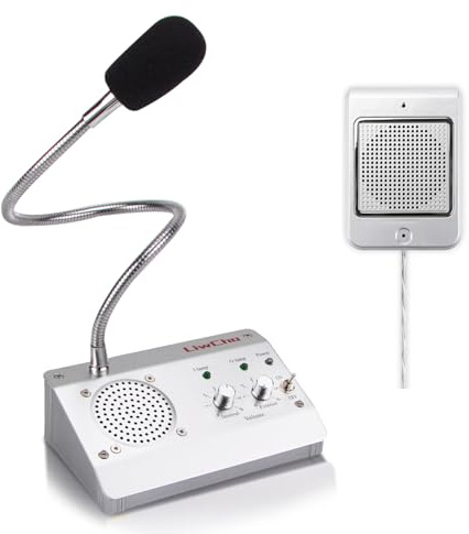 LiwCho Dual-Way Window Intercom,Window Speaker System,Anti-Interference Intercommunication Microphone.for Business,Bank,Office,Hospital,Counter,Store,Station,School,Ticket Window (Slive)