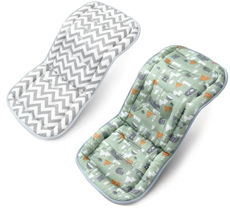 Universal Pushchair Pram Liner Cotton Baby Pushchair Seat Liners Double-Sided Use Baby Stroller Cushion Pad for Toddler Infant 78x34cm (Grey Forest Animals)