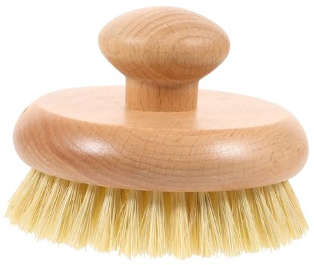 BATHVEVE Spazzola da Bagno Manico in Legno Massaggiante, Scrubber la Pulizia Corpo, Spazzola Esfoliante Portatile per Doccia Quotidiana, Accessorio Bagno per Cura Personale