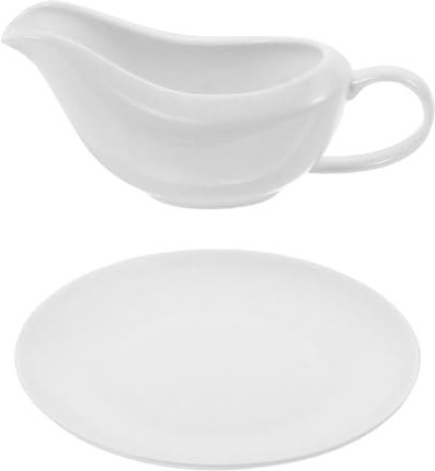 Veemoon Salsera de Blanca con Bandeja Pequeña Barco para Salsa Gravy y Aderezos para Cocina Fiesta y Picnic Boquilla Antigoteo para Salsas Calientes y Frías