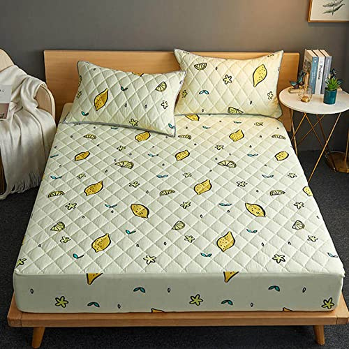 quiltat vattentätt monterat ark med elastisk drottningsmadrassskydd fast färgbädd (ingen örngott) (Färg: C, storlek: 200x220x30cm)