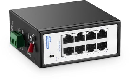 Mini commutateur industriel 8 ports, 10/100 Mbit/s Fast Ethernet, avec rail DIN et support mural, commutateur réseau trempé YuLinca non géré IP30 (-40 à 185 °F)