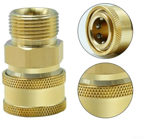 Adaptador de lavadora a presión M22 14/15 giratorio a acoplador de conexión rápida de 3/8 pulgadas para conexiones de manguera y bomba con presión máxima de trabajo de 5000 PSI (M22 de 14 mm a 3-8