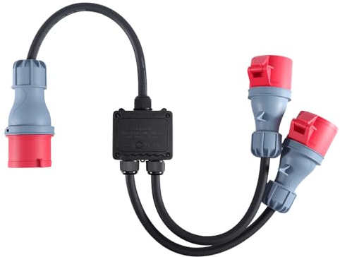 Stecke CEE Adapter 32A auf 16A x2 Verlängerungskabel 150cm wasserdicht IP65 für Außenbereich Baustellen und Werkstätten Industrie und Haushalt