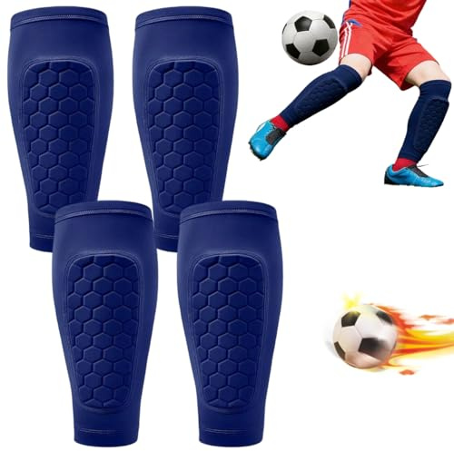 Protección de Pantorrilla Transpirable y Antideslizante, 2 Pares Espinilleras de Futbol para Niño, Espinilleras Niño De Fútbol, Medias con espinilleras incorporadas, para Adolescentes