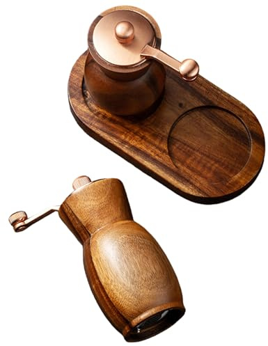 Molinillos manuales de sal y pimienta: molinillos de especias de manivela de madera, de molienda de núcleo de cerámica ajustable, diseño giratorio suave, almacenamiento base estable