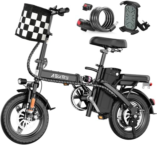 REOCRO Foldable Electric Bike for Adults, 14 Mini Folding E-Bike with 48V 20AH Removable Battery, 60+ Miles PAS Range, 700W Peak Motor, Electric Bicycle for Daily Commuting and City Riding (Black)