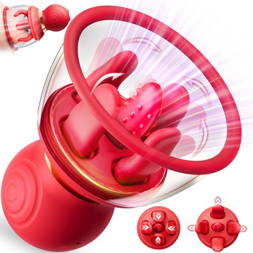 Bruststimulatoren vibration für Frauen mit 3 Zungenlecken&Klemmensmodi | 10 Vibrationsmodi & Saugfunktion Klitoris&Brust Stimulator für Sie Sex Spielzeug für Die Frau Sex Spielzeug für Die Paare