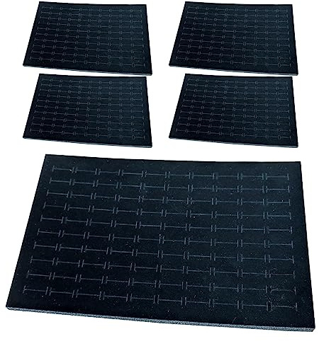 predolo 5 Piezas de Insertos para Soporte de Joyas, Inserto de Terciopelo para Anillos, Inserto de Esponja para Anillos, Almohadilla para Anillos, Forros para, Negro