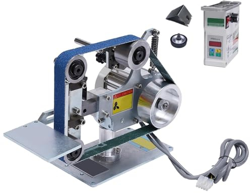 Belt Sander Bench Grinder, 550W Abrasive Belt Machine, Forward and Reverse Rotation, Stepless Speed, Electric Polishing Sharpener, Adjustable Angle
