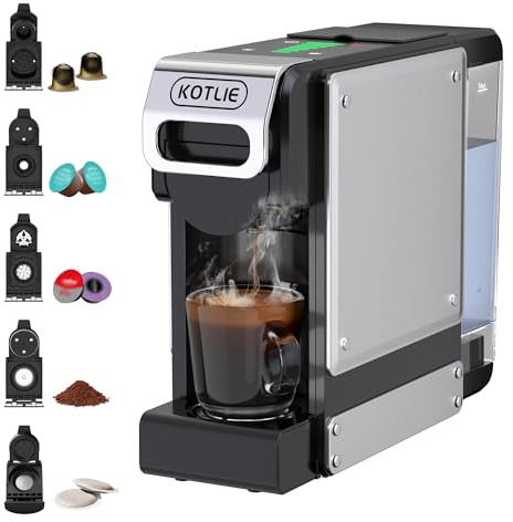 KOTLIE Cafetera de Cápsulas 5 en 1, Compatible con Nes* Original, D*lce Gusto, Mio, Café molido y ESE de 44 mm; Diseño Compacto, Ideal para Cocinas Pequeñas, Oficinas, Apartamentos y Autocaravanas